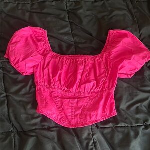 Pink Puff Sleeve Women's Top